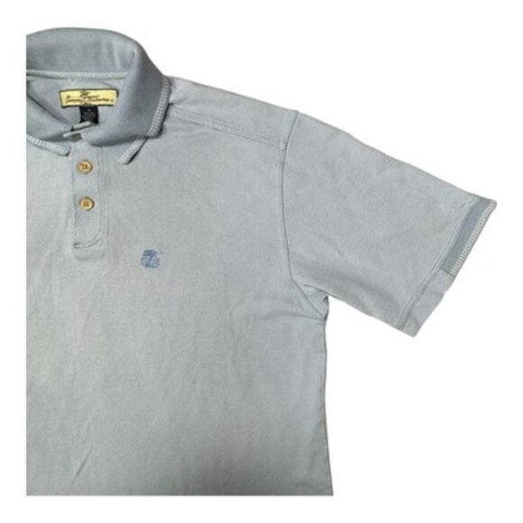 Tommy Bahama Polo Shirt Men M Silk Cotton Blue TB Logo Golf Resort Tee Classic - Picture 4 of 15